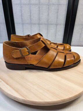Cole Haan Country Cognac Woven Leather Fisherman Closed Toe Sandals Men US 10M